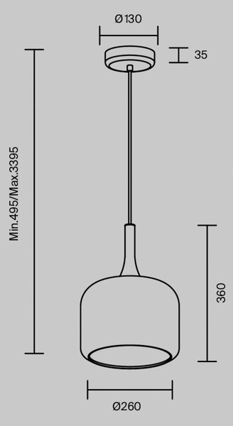 Maytoni Lampa wisząca szklana Spirito, aluminiowy / szary / cynkowy, salon / jadalnia, szkło