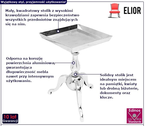 Mały kwadratowy stolik srebrny K8-F40