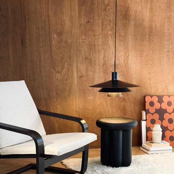 Dyberg Larsen Lampa wisząca designerska Kay, możliwość ściemniania, czarny, salon / jadalnia, metal, design