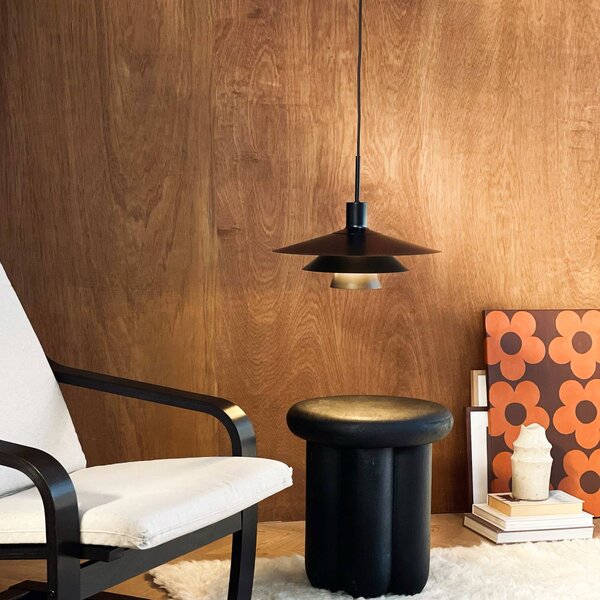 Dyberg Larsen Lampa wisząca designerska Kay, możliwość ściemniania, czarny, salon / jadalnia, metal, design