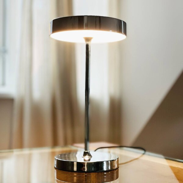 Dyberg Larsen Lampa stołowa Starlight, możliwość ściemniania, chromowy / srebrny, salon / jadalnia, metal, design