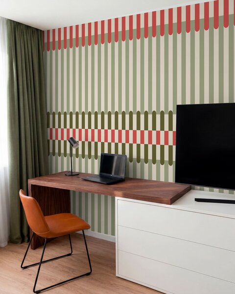 Fototapety Wzór w paski w odcieniach zieleni i koralowca, Fototapety Geometryczne, w05150v4 : Uwalls.pl