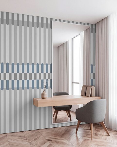 Fototapety Wzór w paski w odcieniach szarości i błękitu, Fototapety Geometryczne, w05150v6 : Uwalls.pl