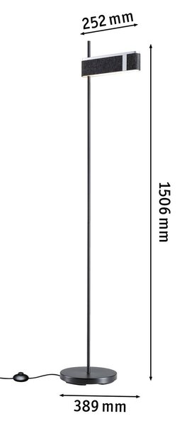 Paulmann Smart Lampa stojąca LED Jagun, antracyt, 151 cm Filc możliwość ściemniania, aluminiowy / szary / cynkowy, salon / jadalnia, tkanina / materiał / jedwab, nowoczesny