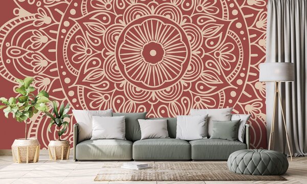 Tapeta Mandala na bordowym tle