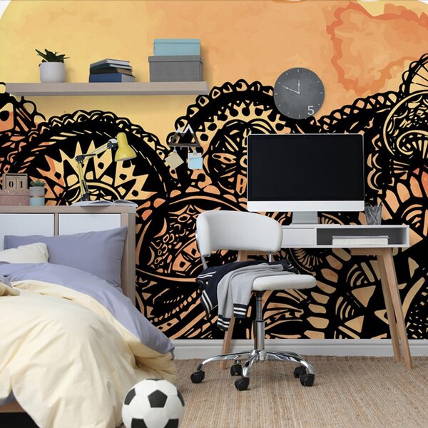 Tapeta Mandala pomarańczowa akwarela