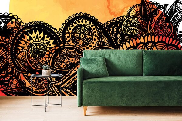 Tapeta Mandala pomarańczowa akwarela