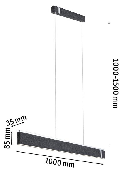 Paulmann Inteligentna lampa wisząca Jagun, możliwość ściemniania, aluminiowy / szary / cynkowy, salon / jadalnia, tkanina / materiał / jedwab, nowoczesny
