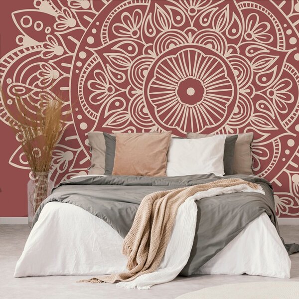 Tapeta Mandala na bordowym tle