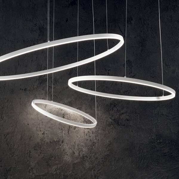 IDEAL LUX Lampa wisząca Oracle Slim, biały / opal, salon / jadalnia, aluminium, nowoczesny