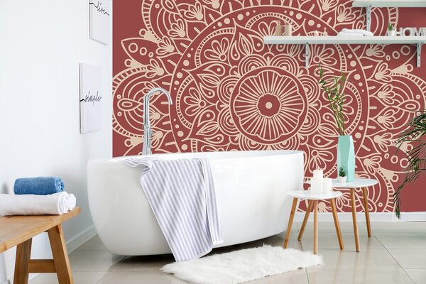 Tapeta Mandala na bordowym tle