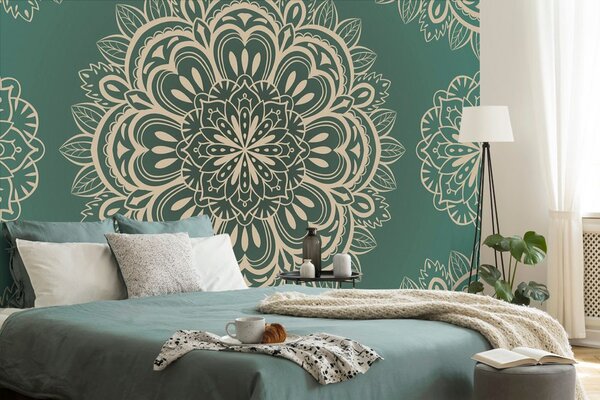 Tapeta Mandala na turkusowym tle