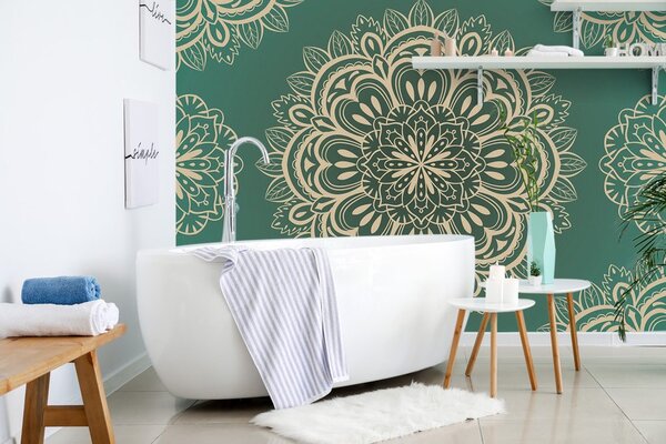 Tapeta Mandala na turkusowym tle