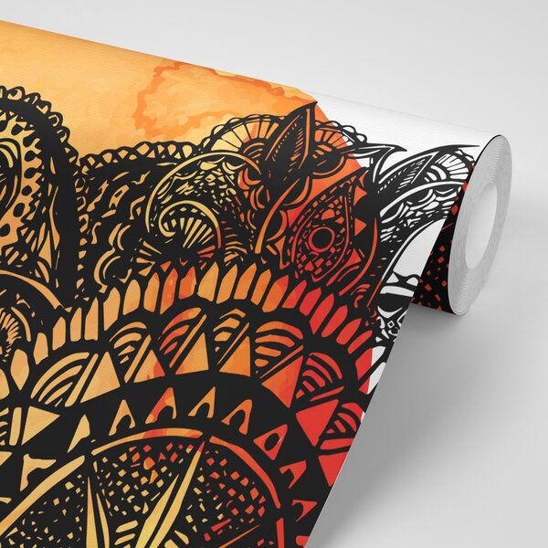 Tapeta Mandala pomarańczowa akwarela