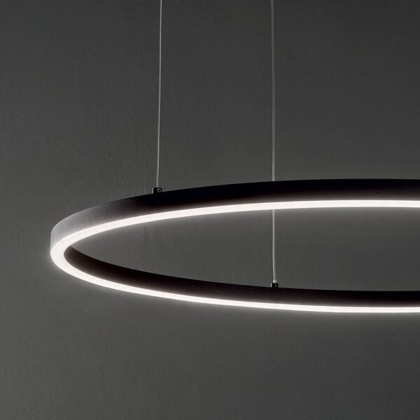 IDEAL LUX Lampa wisząca Oracle Slim, czarny, salon / jadalnia, aluminium, nowoczesny