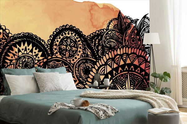 Tapeta Mandala pomarańczowa akwarela