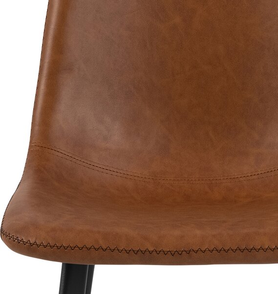 KAMEL ekoskóra Retro Brandy (przeszycia czarne)/stelaż czarny - HOKER KRZESŁO BAROWE DO KUCHNI SALONU RESTAURACJI
