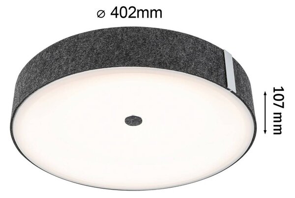 Paulmann Inteligentna lampa sufitowa Malika, możliwość ściemniania, aluminiowy / szary / cynkowy, salon / jadalnia, tkanina / materiał / jedwab, nowoczesny