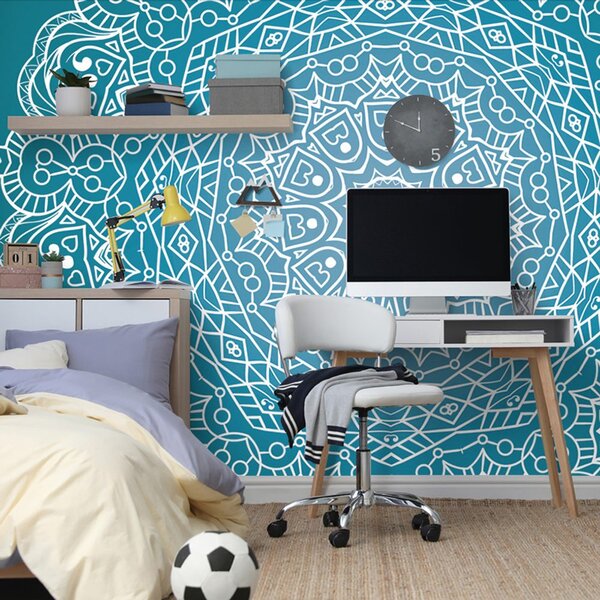 Tapeta medytacja Mandala na niebieskim tle