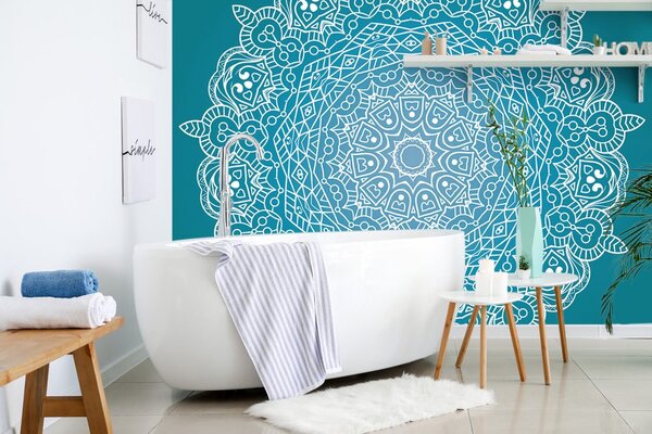 Tapeta medytacja Mandala na niebieskim tle