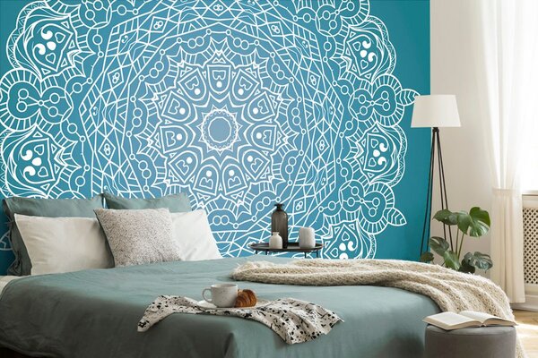 Tapeta medytacja Mandala na niebieskim tle