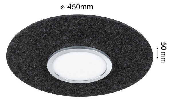 Paulmann Inteligentna lampa sufitowa Tulga, możliwość ściemniania, aluminiowy / szary / cynkowy, salon / jadalnia, tkanina / materiał / jedwab, nowoczesny