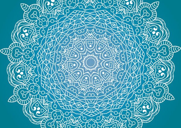 Tapeta medytacja Mandala na niebieskim tle