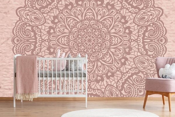 Tapeta kwiatowa mandala w czerni i bieli