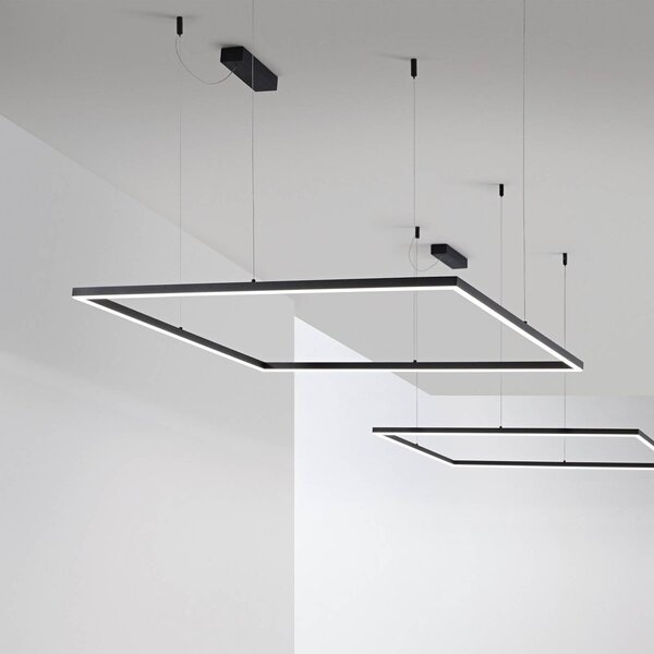 IDEAL LUX Lampa wisząca Oracle Slim Square, czarny, salon / jadalnia, aluminium, nowoczesny