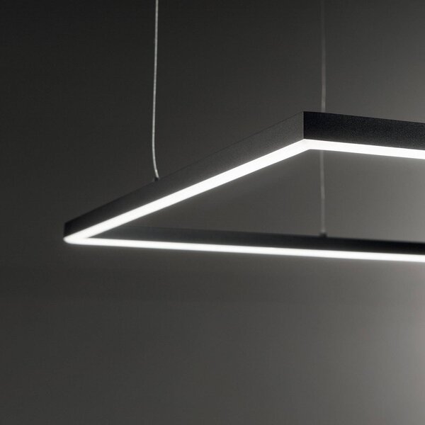IDEAL LUX Lampa wisząca Oracle Slim Square, czarny, salon / jadalnia, aluminium, nowoczesny