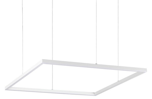 IDEAL LUX Lampa wisząca Oracle Slim Square, biały / opal, salon / jadalnia, aluminium, nowoczesny