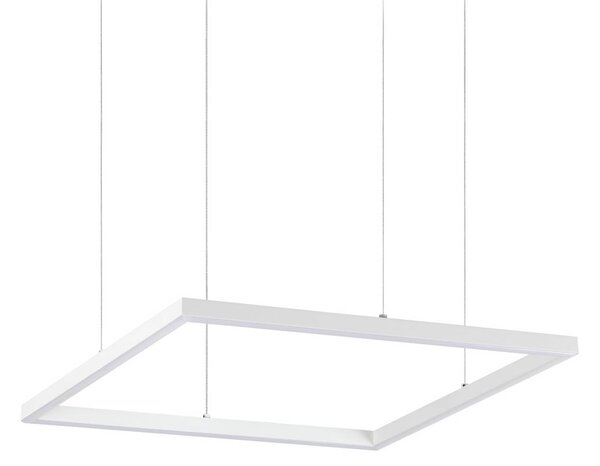 IDEAL LUX Lampa wisząca Oracle Slim Square, biały / opal, salon / jadalnia, aluminium, nowoczesny