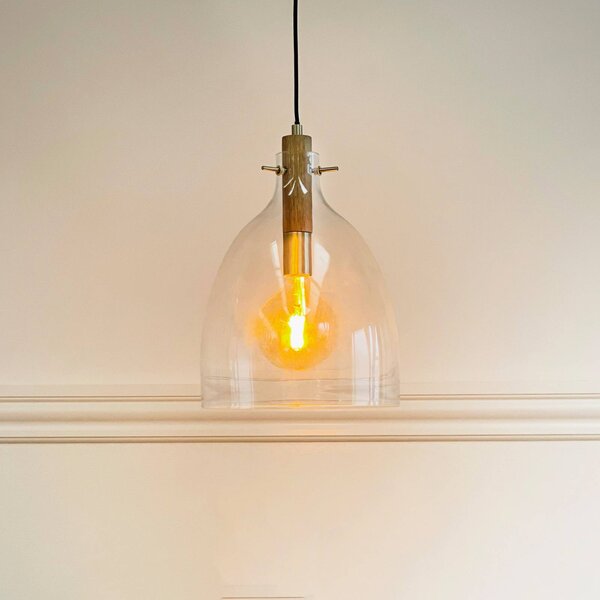Dyberg Larsen Lampa wisząca designerska Bistro, możliwość ściemniania, przezroczysty / transparentny, salon / jadalnia, szkło, design