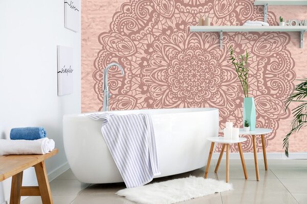 Tapeta kwiatowa mandala w czerni i bieli