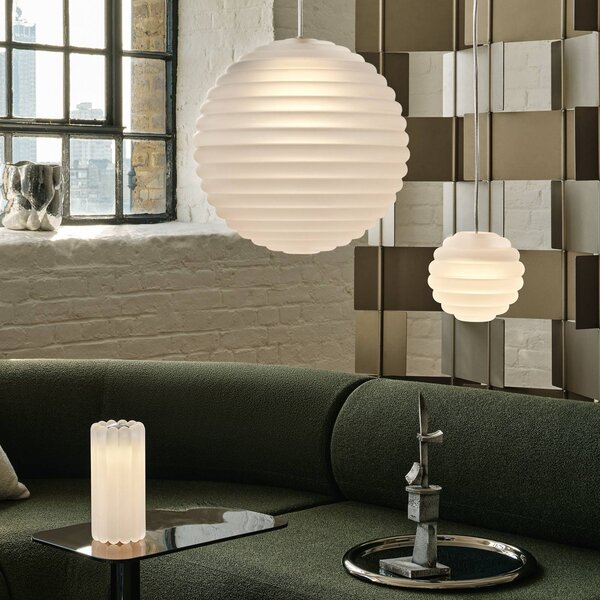 Tom Dixon Lampa wisząca szklana Press Sphere, możliwość ściemniania, biały / opal, salon / jadalnia, szkło, design