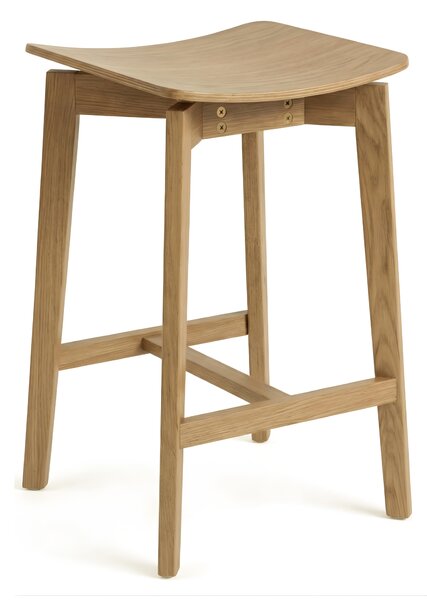 ROXY Dąb Naturalny - HOKER/STOŁEK DREWNIANY 66 cm KRZESŁO BAROWE DO KUCHNI SALONU RESTAURACJI RETRO