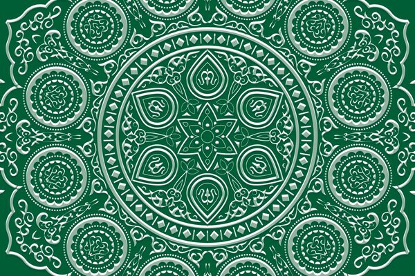 Tapeta delikatna etniczna mandala w kolorze zielonym
