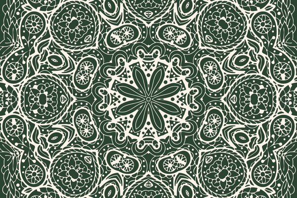 Tapeta biała mandala na zielonym tle