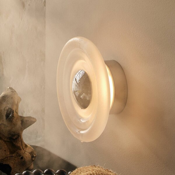 Tom Dixon Kinkiet Press Sphere, możliwość ściemniania, biały / opal, łazienka, szkło, design