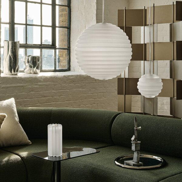 Tom Dixon Lampa wisząca szklana Press Sphere, możliwość ściemniania, biały / opal, salon / jadalnia, szkło, design