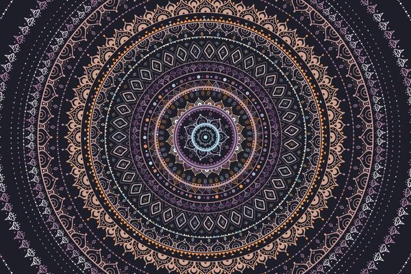 Tapeta Mandala z wzorem słońca w fioletowych odcieniach