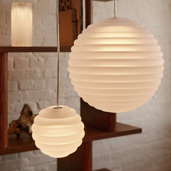 Tom Dixon Lampa wisząca szklana Press Sphere, możliwość ściemniania, biały / opal, salon / jadalnia, szkło, design