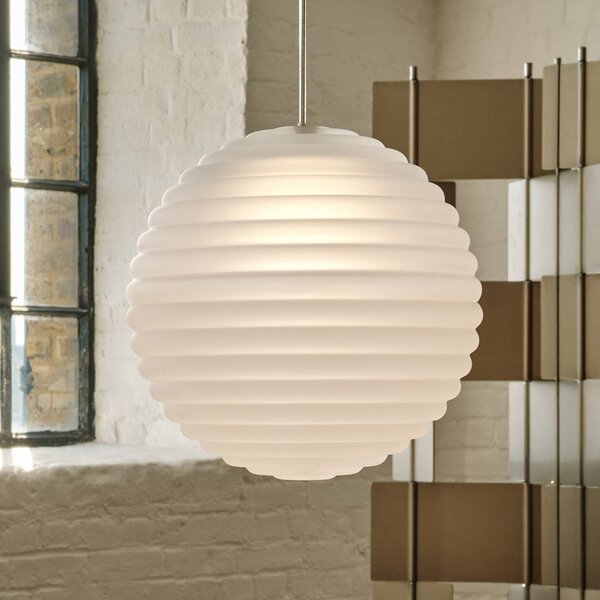 Tom Dixon Lampa wisząca szklana Press Sphere, możliwość ściemniania, biały / opal, salon / jadalnia, szkło, design