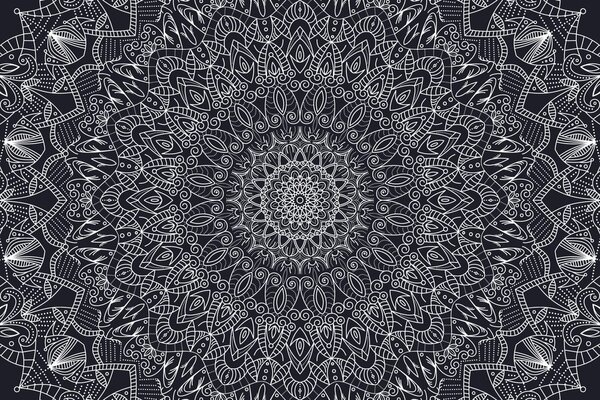 Tapeta szczegółowa dekoracyjna mandala w czerni i bieli