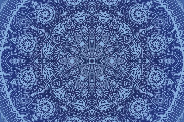 Tapeta ozdobna mandala z koronką w kolorze niebieskim