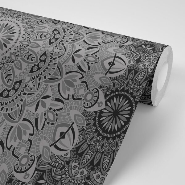 Tapeta stylowa Mandala w czerni i bieli