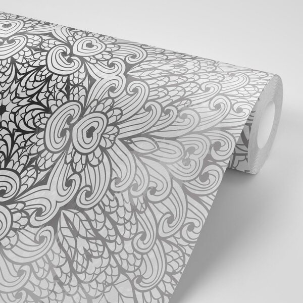 Tapeta etniczne Mandala w czerni i bieli