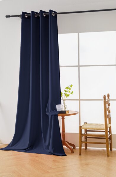 Ciemnoniebieska zasłona OXFORD LIGHT 140x250 cm Zawieszanie: Taśma z wiązaniami