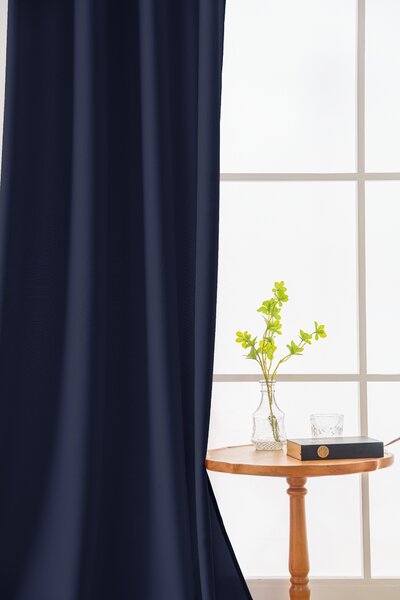 Ciemnoniebieska zasłona OXFORD LIGHT 140x250 cm Zawieszanie: Taśma z wiązaniami
