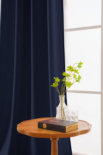 Ciemnoniebieska zasłona OXFORD LIGHT 140x250 cm Zawieszanie: Taśma z wiązaniami